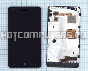 Модуль (матрица + тачскрин) для Nokia Lumia 900 (с рамкой) черный, Диагональ 4.3, 480x800
