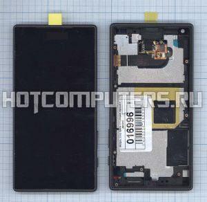 Модуль (матрица + тачскрин) для Sony Xperia Z5 Compact черный с рамкой, Диагональ 4.6, 1280x720 (SD+)