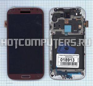 Модуль (матрица + тачскрин) для Samsung Galaxy S4 GT-I9500 красный с рамкой, Диагональ 5, 1920x1080 (Full HD)