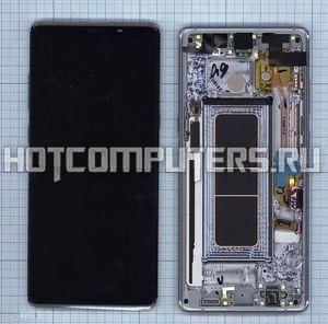 Модуль (матрица + тачскрин) для Samsung Galaxy Note 8 SM-N950F/DS серый с рамкой, Диагональ 6.3, 2960x1440