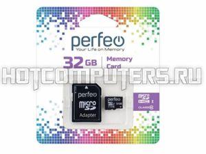 Карта памяти Perfeo microSDHC (32 GB) 10 класс + адаптер SD