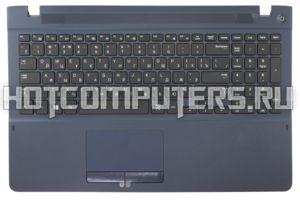 Клавиатура для ноутбука Samsung NP450R5G, 450R5U, 450R5V, 450R5J, 450R5Q (BA75-04850L) черная c синим топкейсом