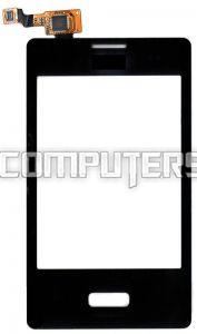 Сенсорное стекло (тачскрин) 3.2", для LG E400 Optimus L3 черный,320x240