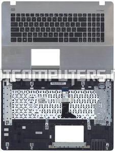 Клавиатура для ноутбука Asus X750LN Series, p/n: 0KN0-PM1RU13, 90NB01K2-R31RU0, черная c серебристым топкейсом